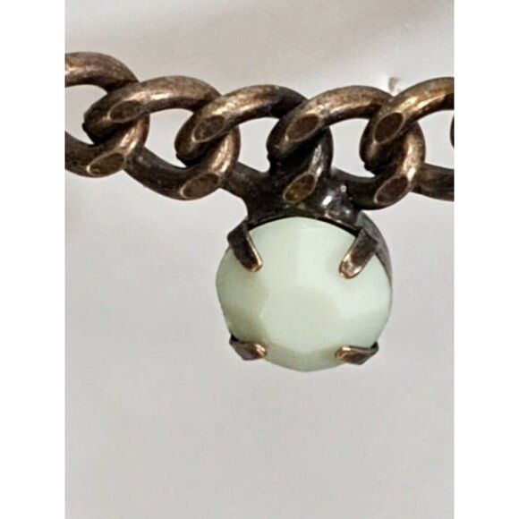 Vintage Chico's Five Strand Brass Link and Rhinestone Necklace - Picture 6 of 11